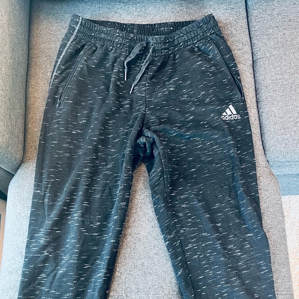 Adidas Mens Large Melange Joggers - Black and Light Grey